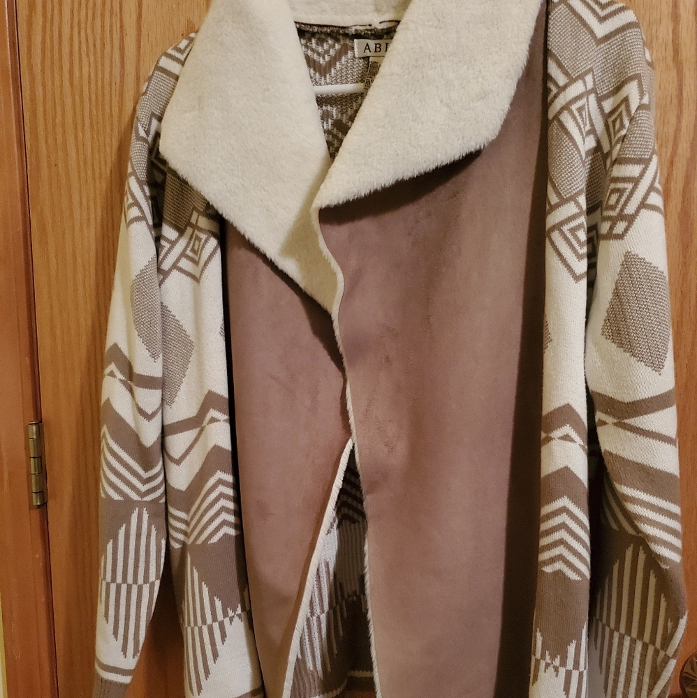 Soft Tan Leather Knit Coat Blazer